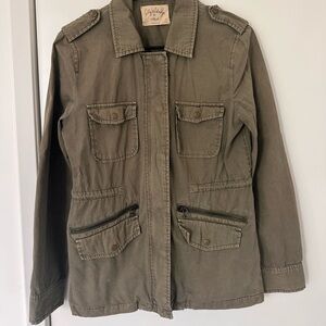 Velvet Utility Jacket in Olive Green